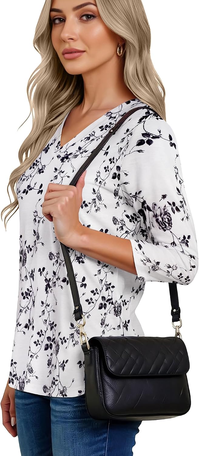 Detalle 1 de CHICALLURE Women's 3/4-Sleeve V-Neck Tunic Top