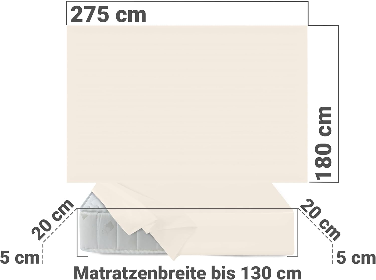Thumbnail 2 de Npluseins Drap 180x275cm – Drap sans élastique, 100% coton, naturel