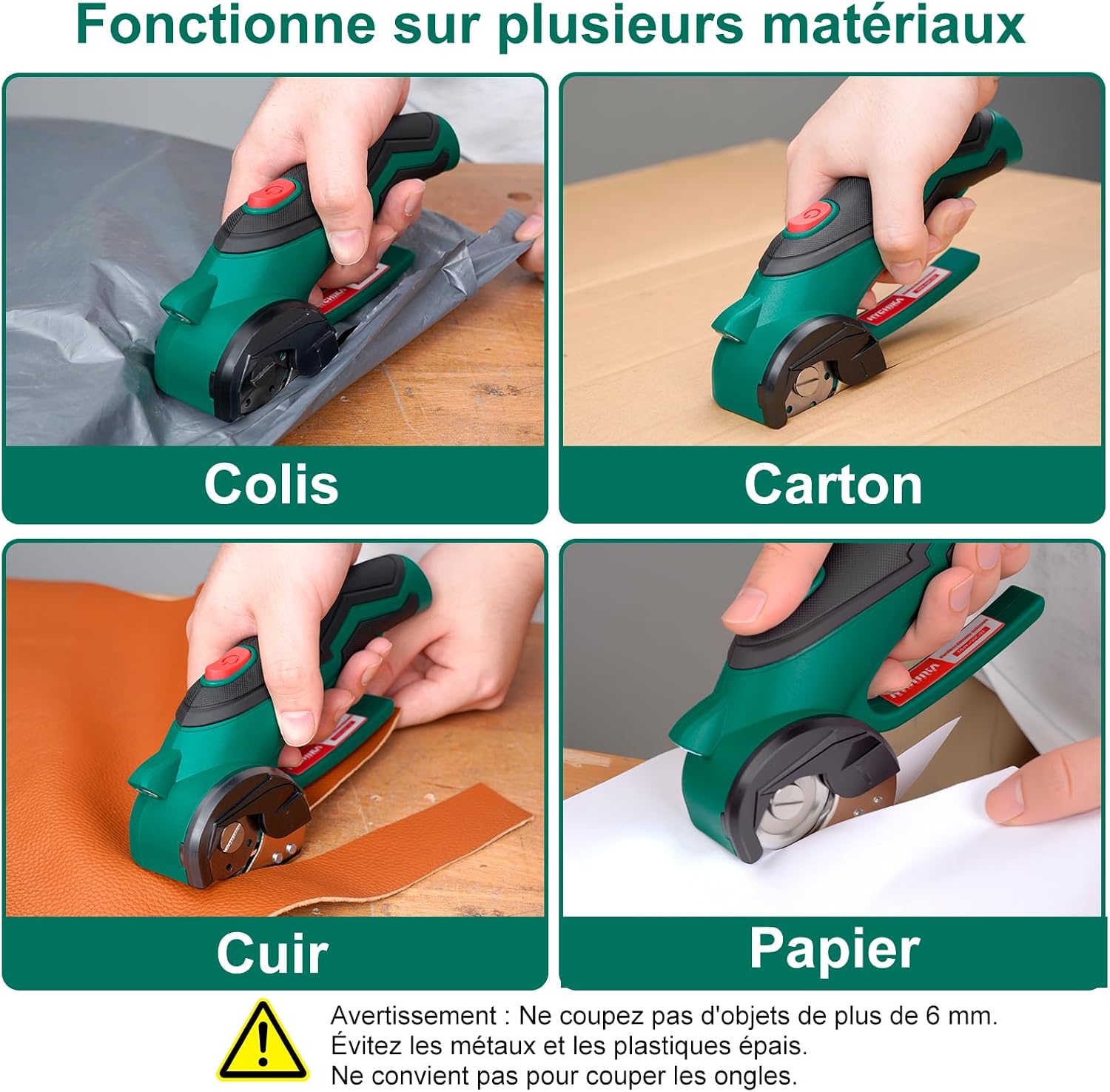 Thumbnail 5 de HYCHIKA Ciseaux Électrique Tissu Couture 4V — Ciseaux Rotatifs Sans Fil 300 tr/min avec LED et 2 Lames SK5