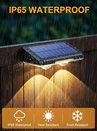 Detalle de LakiHomi Aplique Solar Exterior 4 Paquetes: Iluminación Solar LED para Jardín y Valla (3 Colores) IP65
