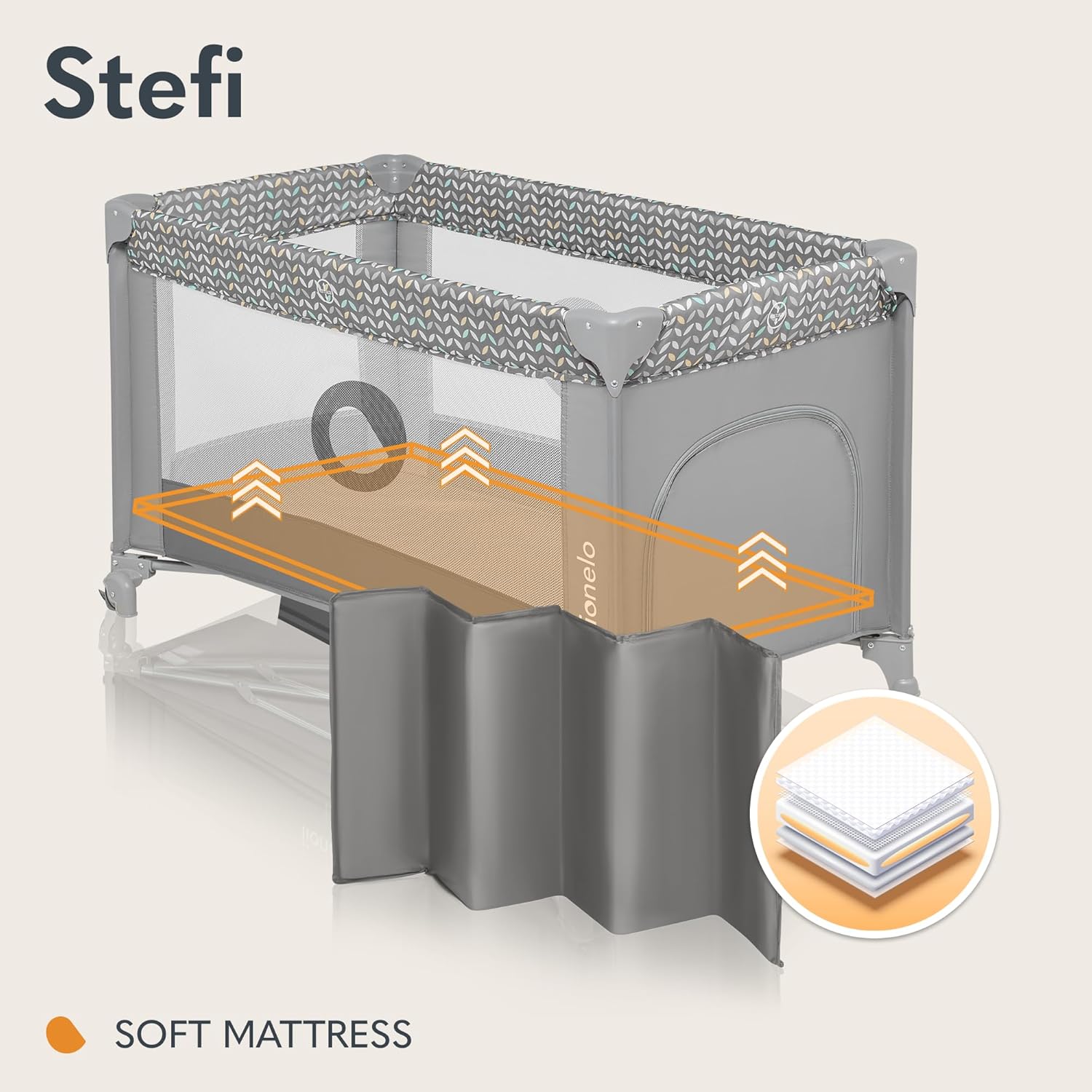 Detalle de Lionelo STEFI 2-in-1 Travel Cot & Baby Zone: Portable Sleep & Play Aid for Babies to Toddlers