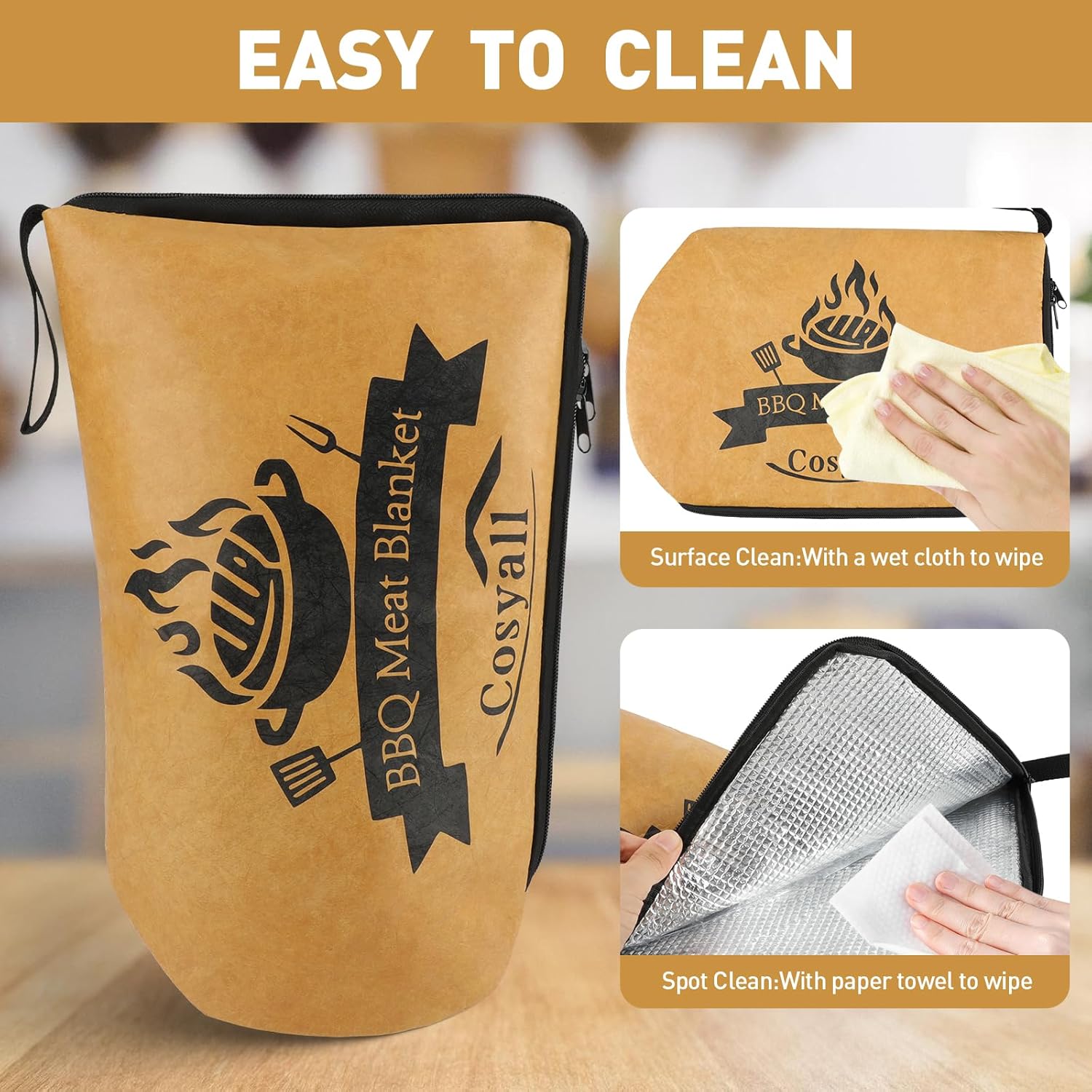 Thumbnail 6 de Cosyall BBQ Blanket for Resting Meat (15 in) – insulated smoker meat resting bag with wide mouth