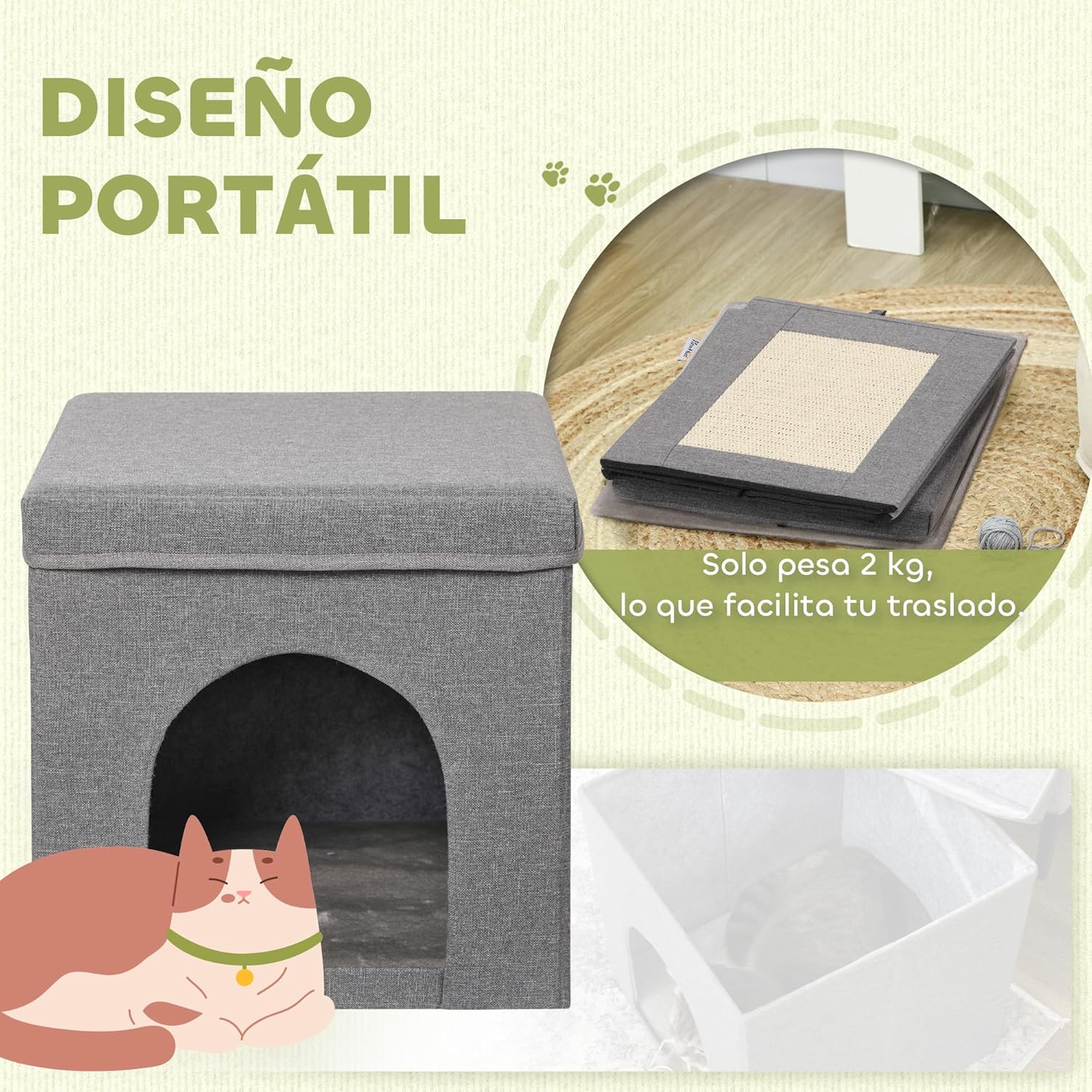 Thumbnail 4 de PawHut Casa para Gatos Cama Casita 36,5 cm