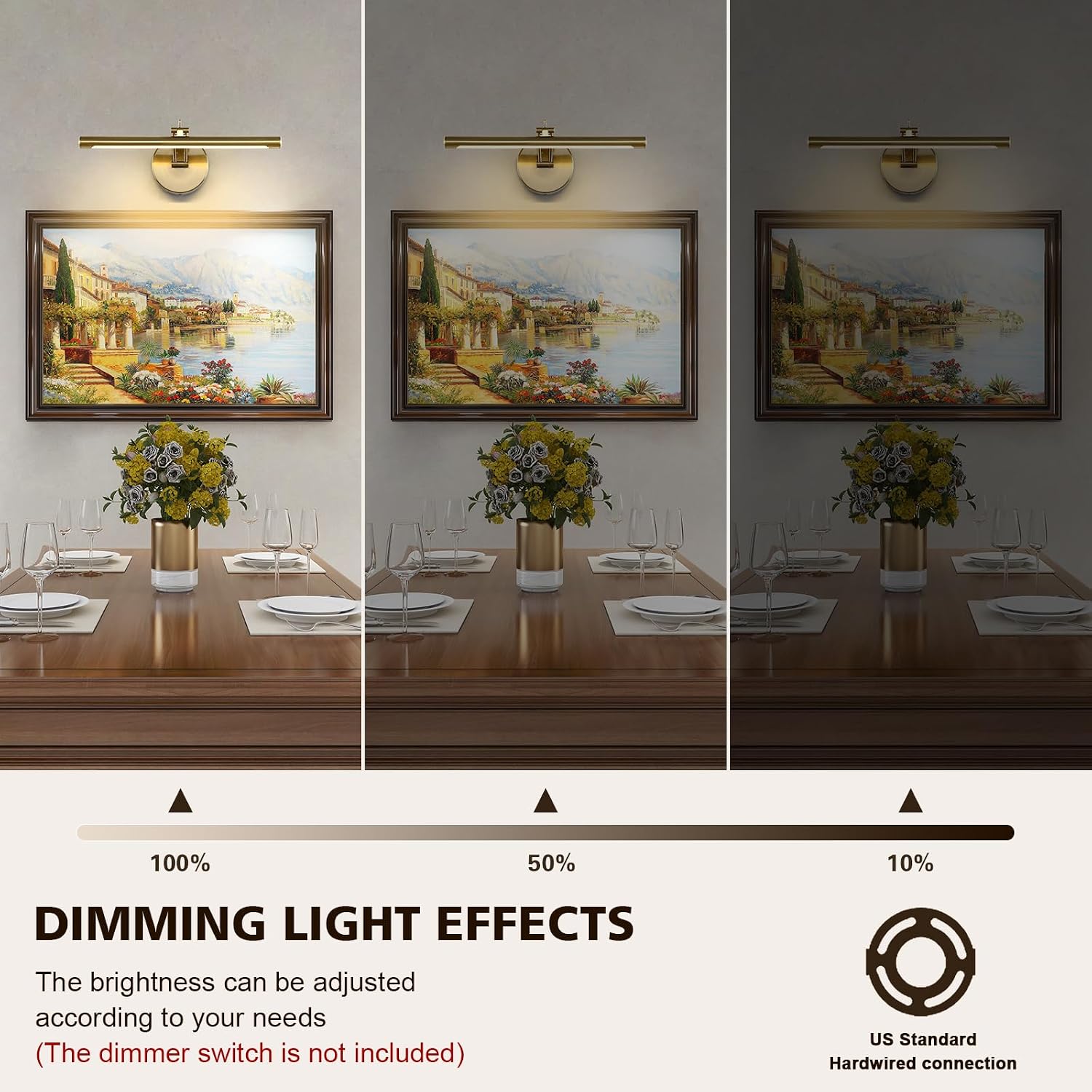 Detalle de 7Degobii 5899 Dimmable Brass Picture Light, 15.75-Inch Swing Arm, 7W LED