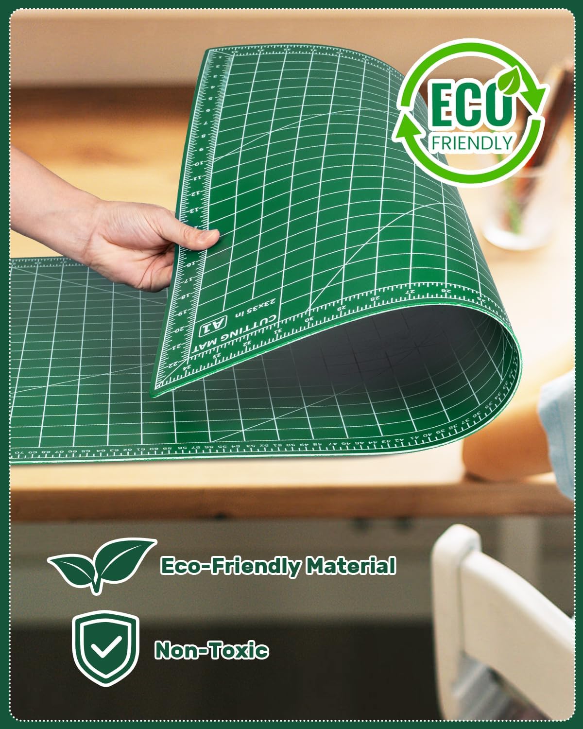 Thumbnail 6 de Tujurich Self Healing Double-Sided Cutting Mat, 23" x 35" (Rotary & Craft Use), Green