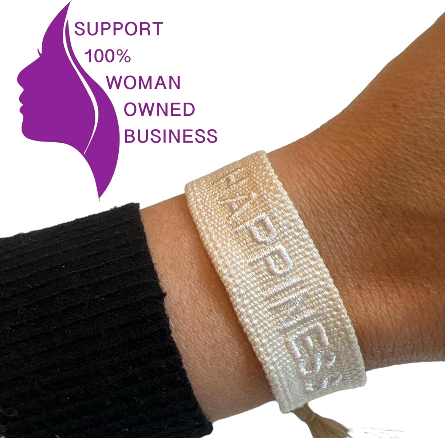 Detalle de Selfmade Jewelry Stoff Armband Beige – Gewebtes Boho-Styling-Accessoire