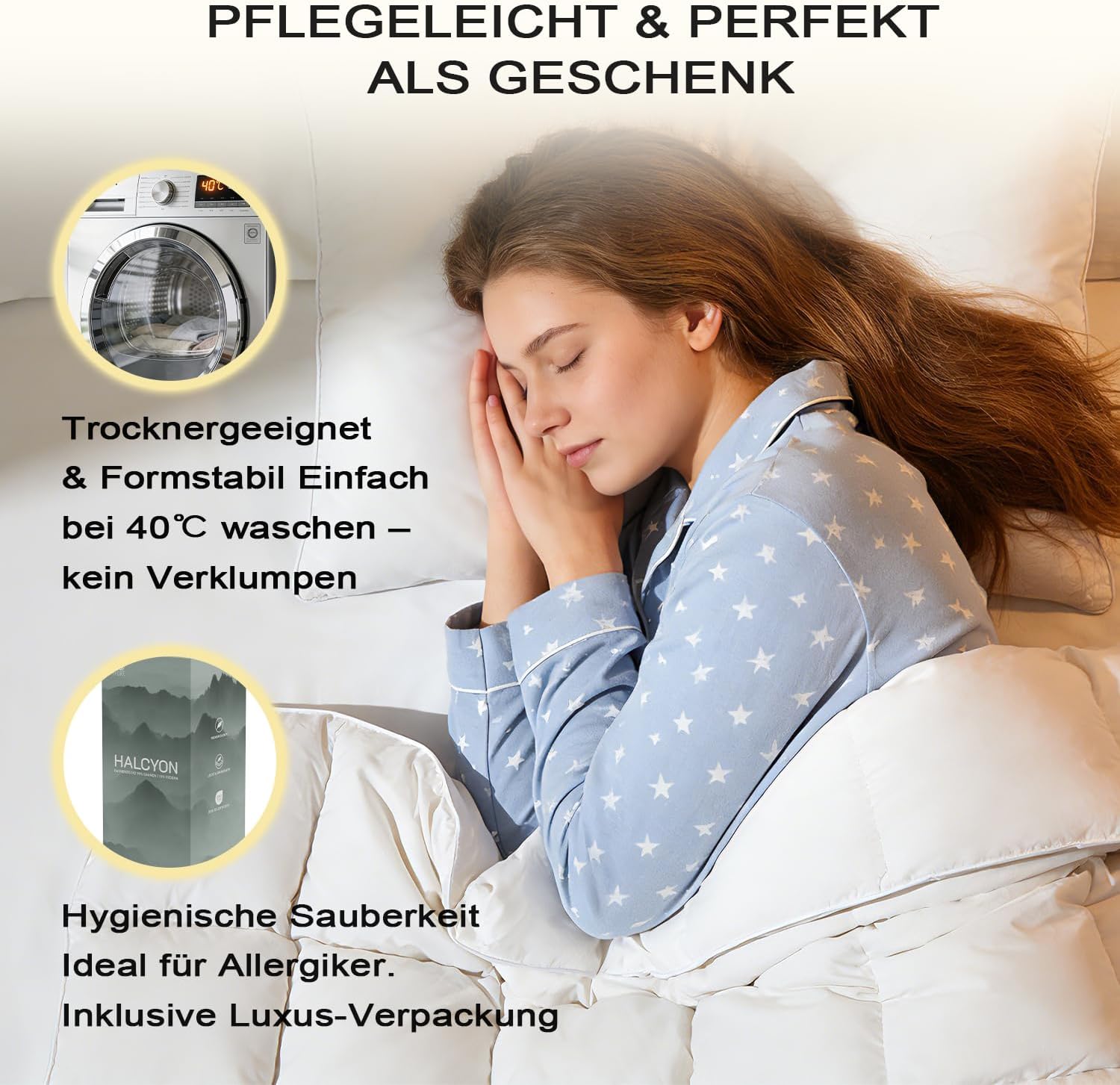 Thumbnail 6 de Winterbettdecke 155x220 Daunendecke extra warm – 1.500 g Füllgewicht, Wärmeklasse 5, RDS-zertifiziert (weiß)