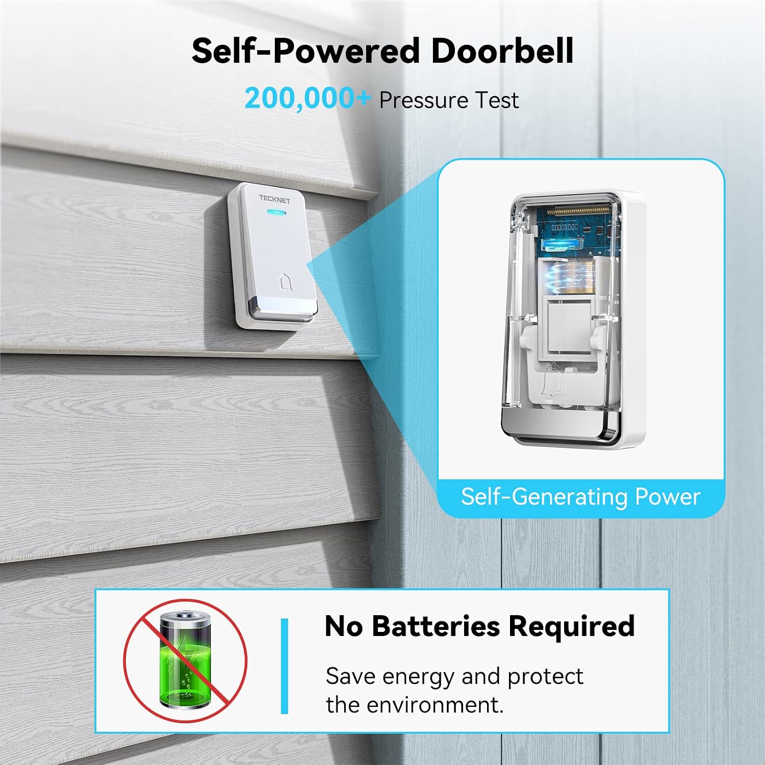 Thumbnail 2 de TECKNET Wireless Doorbell Self-Powered
