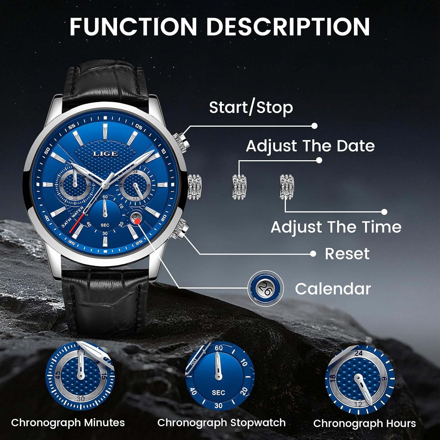 Detalle 2 de LIGE Montre chronographe 2 ans