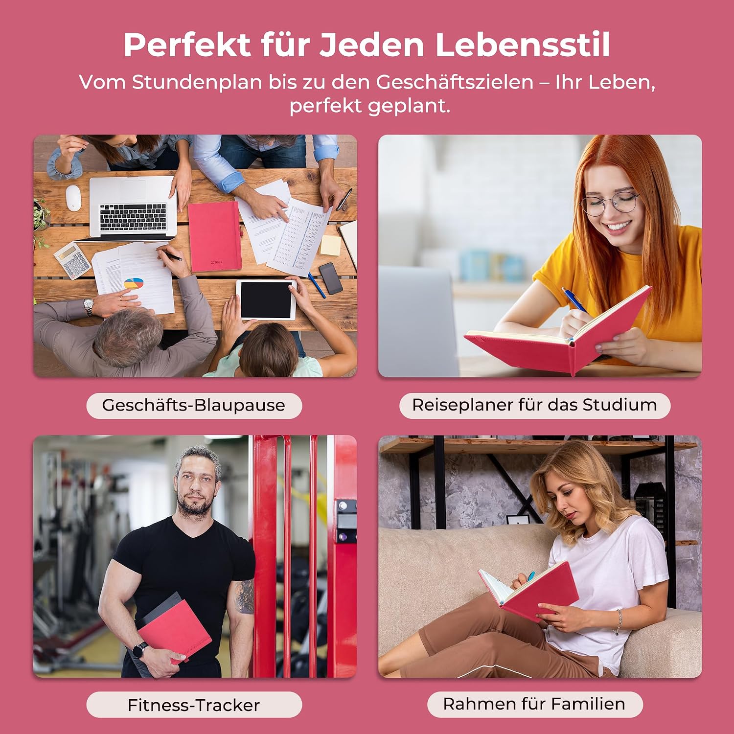 Thumbnail 6 de IN-LUXPRO Kalender 2026/2027 Wochenplaner A5 – Elegant in Rose, veganem Leder, 18 Monate