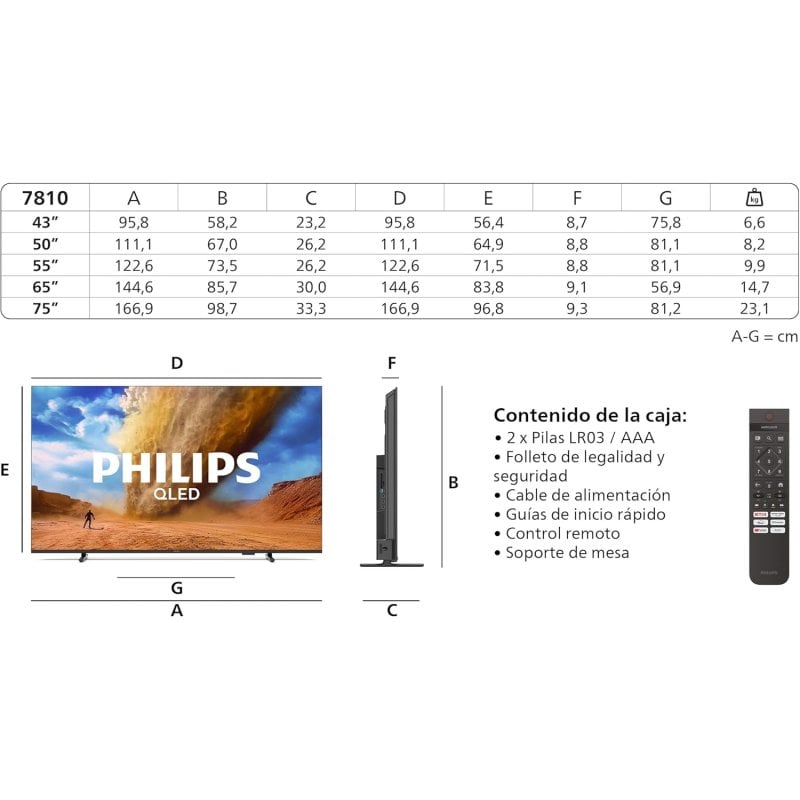 Thumbnail 2 de Philips 75PUS7810 75" QLED 4K con Dolby Atmos y barra TAB4000