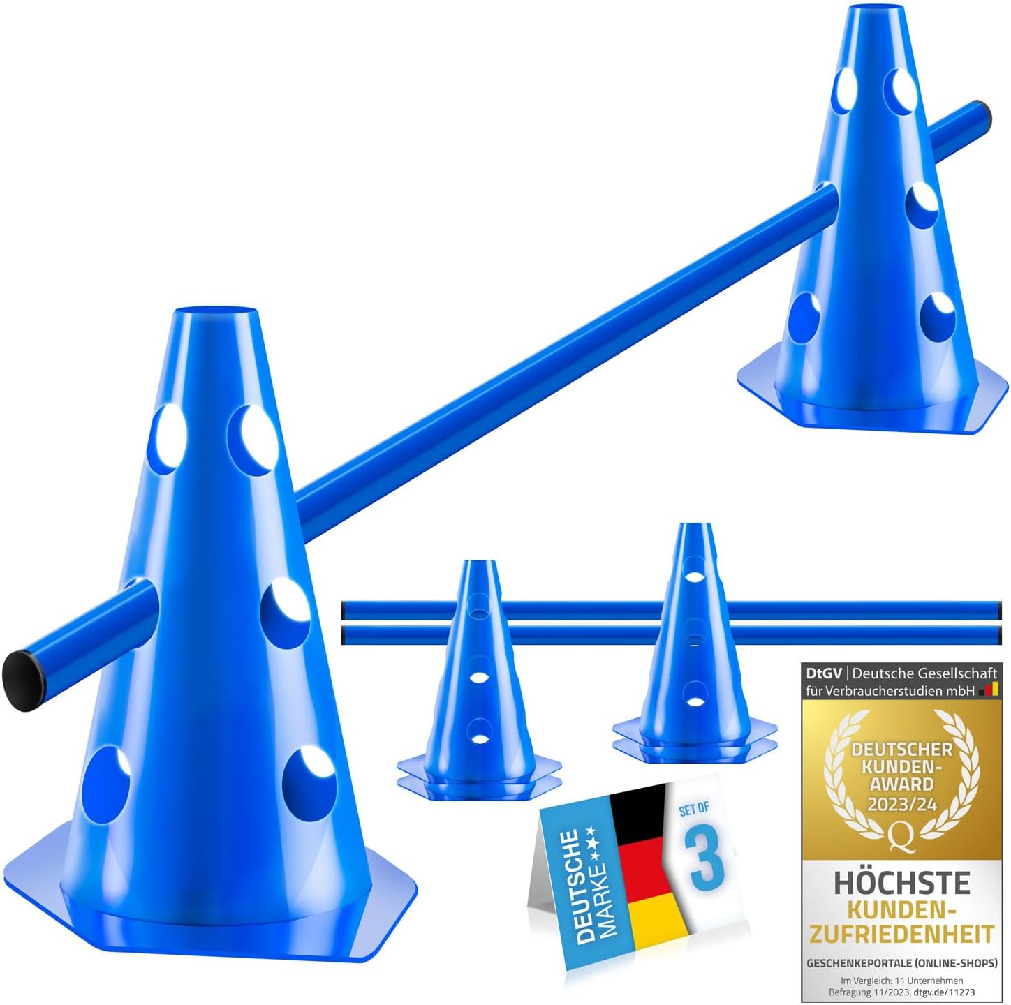 all Pets United Steckhürden-Set für Hunde – flexibles Agility-Training mit Stange und Hütchen