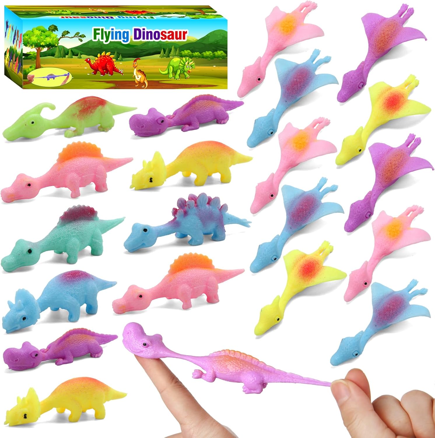 Detalle de Slingshot Dinosaur Finger Toys 20-Pack
