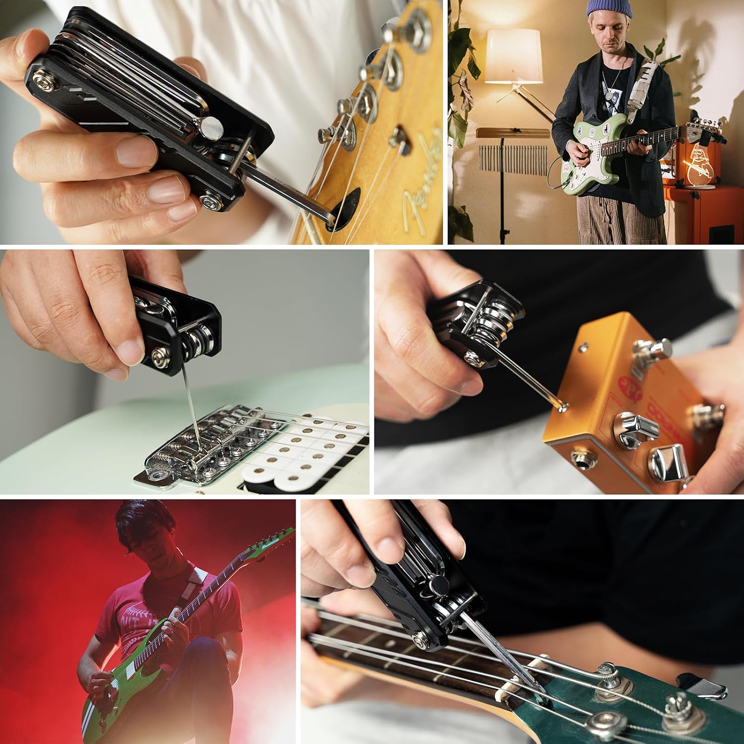 Detalle 2 de GUITTO GGT-01 Guitar Multi-Tool, 12-in-1 Aluminum Setup Kit