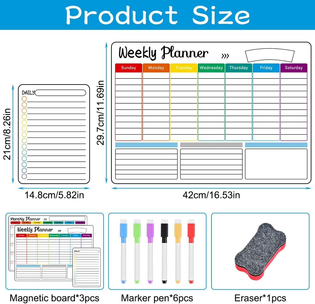 Detalle 2 de OFFCUP magnetische koelkastplanner, A3 maand-, week- en dagplanner