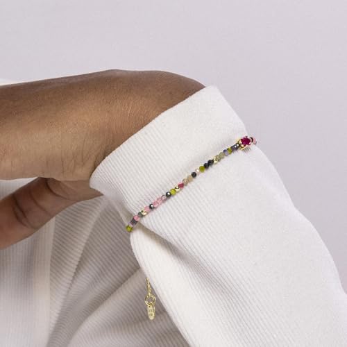 Detalle 2 de Pulsera Luxenter Baim para mujer en aleación con turmalina multicolor y acabado dorado 18K (16 cm + extensión 3 cm)