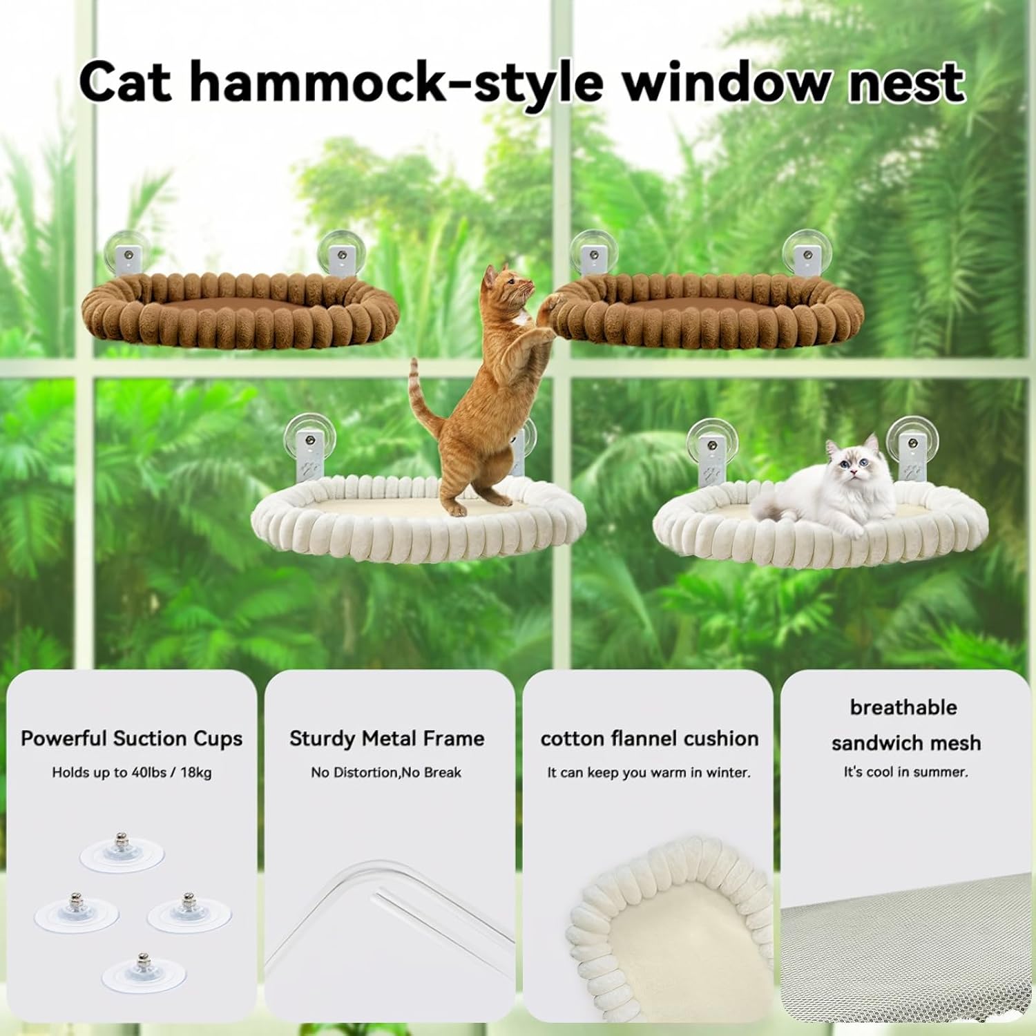 Thumbnail 1 de CareCooo Cat Window Hammock M (52x30cm) 18kg capacity 🐱
