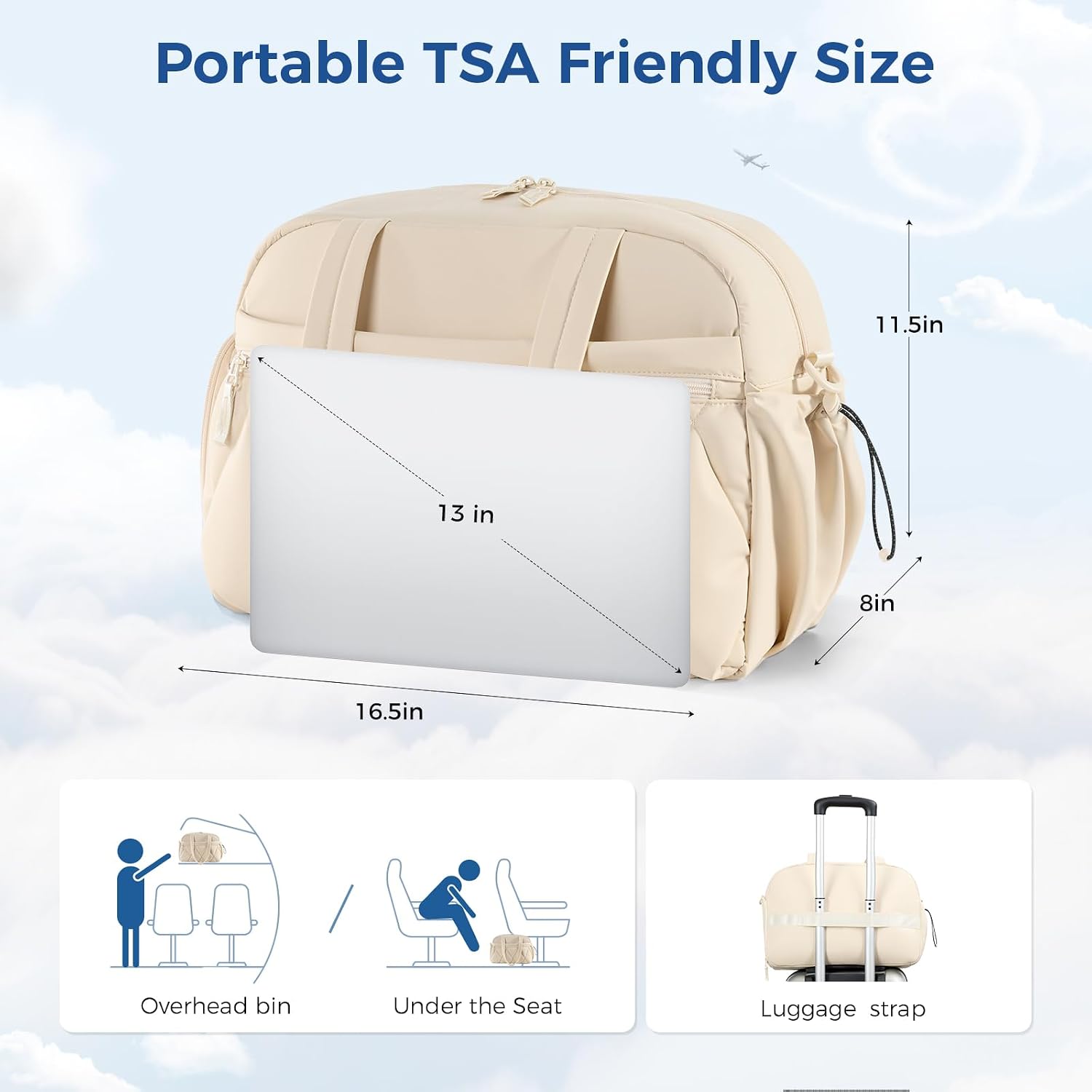 Detalle 1 de Lekespring Reisetasche Damen 42×20×30 cm