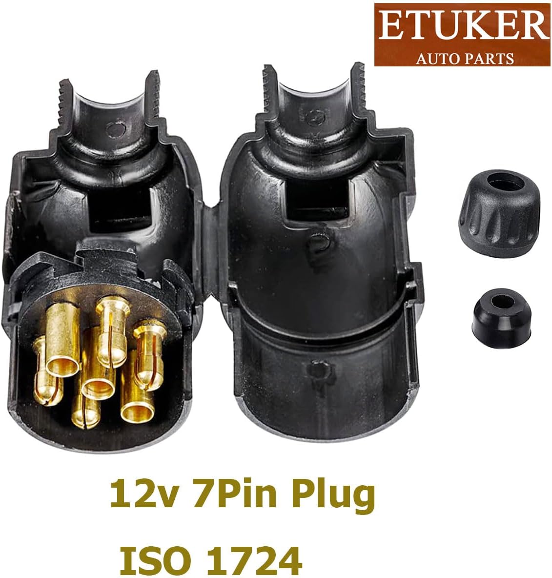Thumbnail 2 de ETUKER 7-poliger Anhängerstecker 12V ISO 1724 – KFZ-Anhängerstecker für Wohnmobile und Caravans