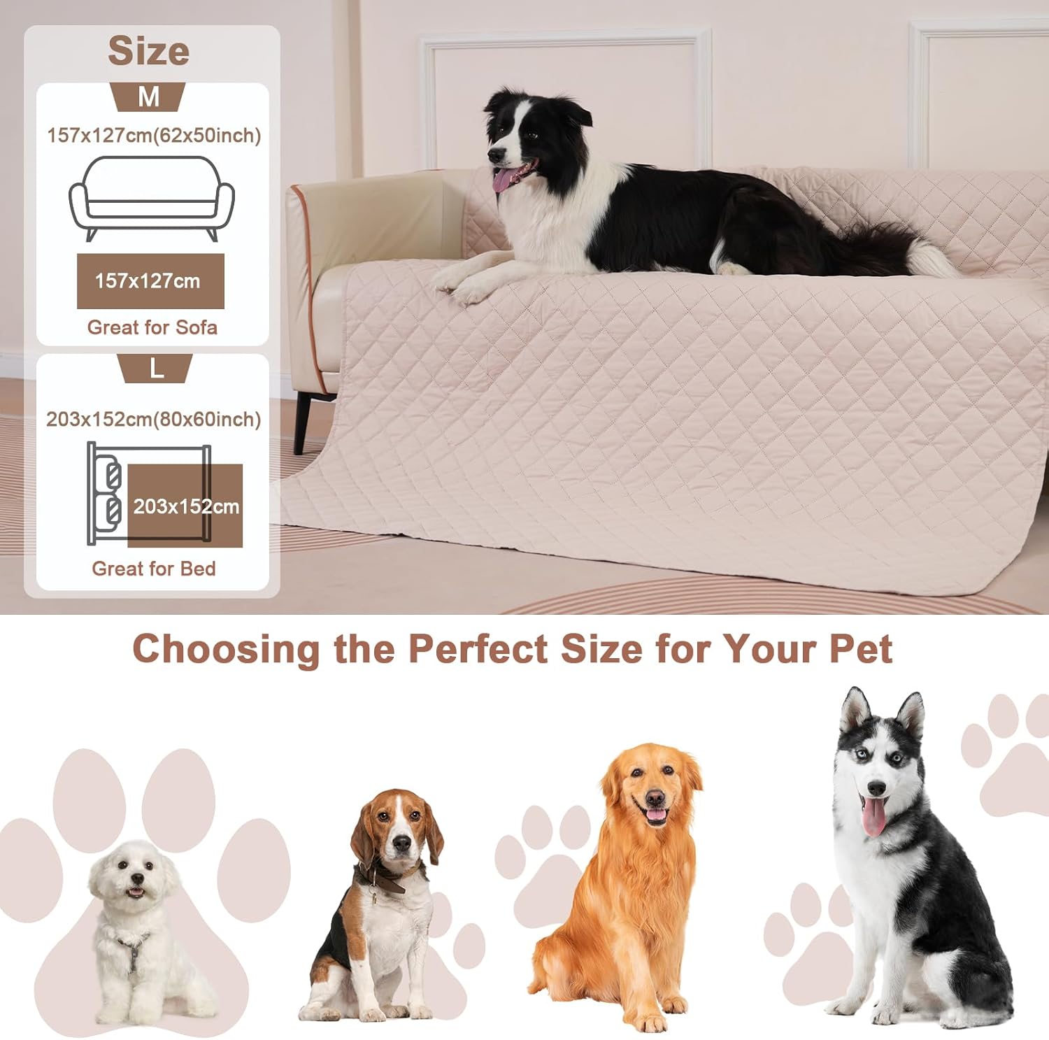 Thumbnail 2 de HezzLuv Dog Blanket for Bed Cover 203x152cm – Furniture Protector for Medium to Large Pets