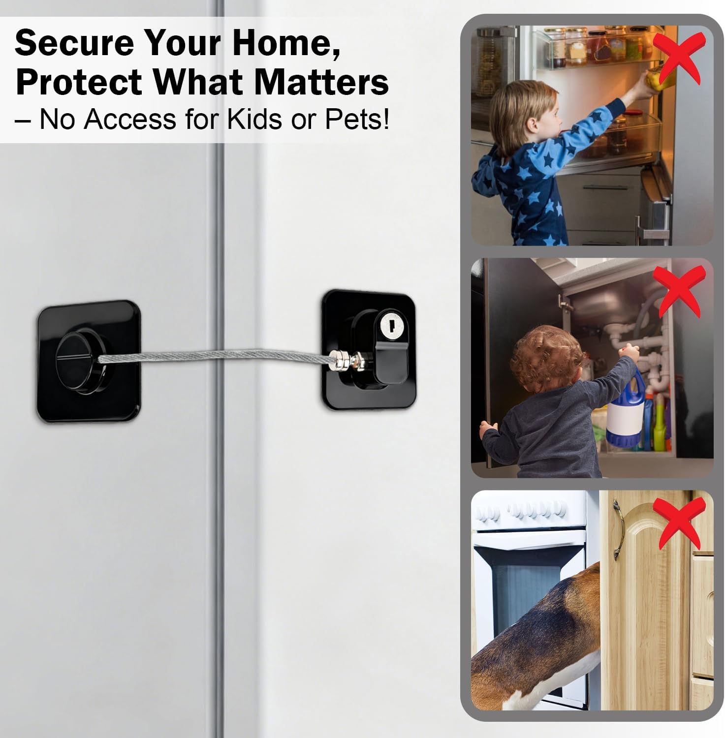 Thumbnail 3 de FIGCY 4 Pack Fridge Locks with Keys – Adhesive child safety latches for cupboards, drawers and more