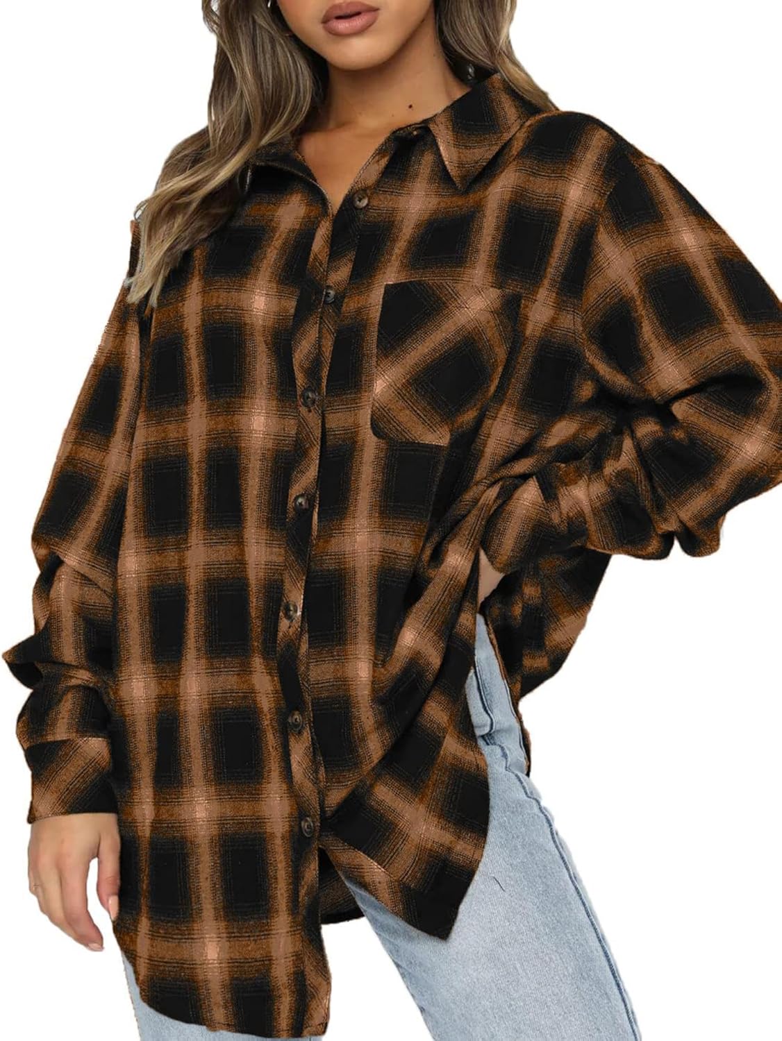 Thumbnail 1 de Jhsnjnr Women's Plaid Long Sleeve Oversized Flannel Shirt