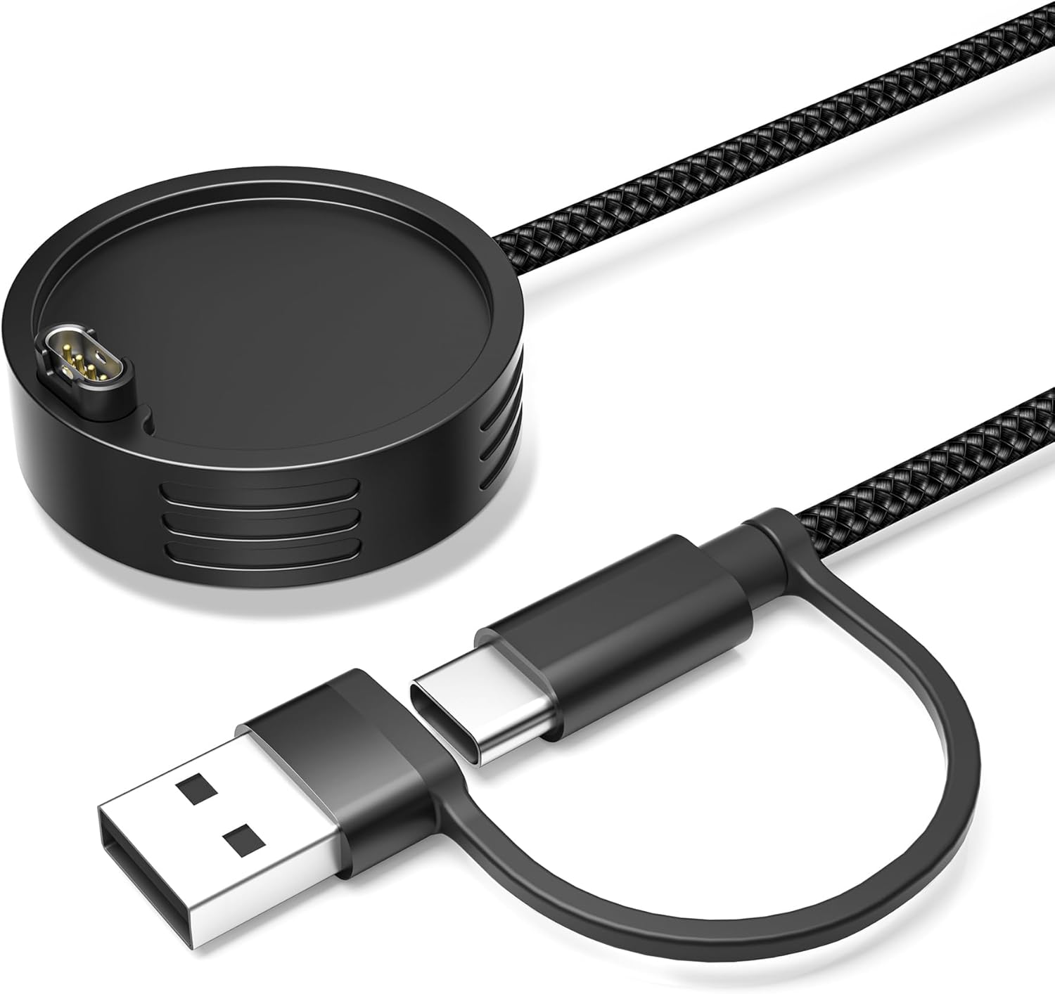 Elebase 2-in-1 USB-C auf Garmin Uhr Ladekabel & Ladestation (1,2 m) – für Gehäusegröße < 47 mm