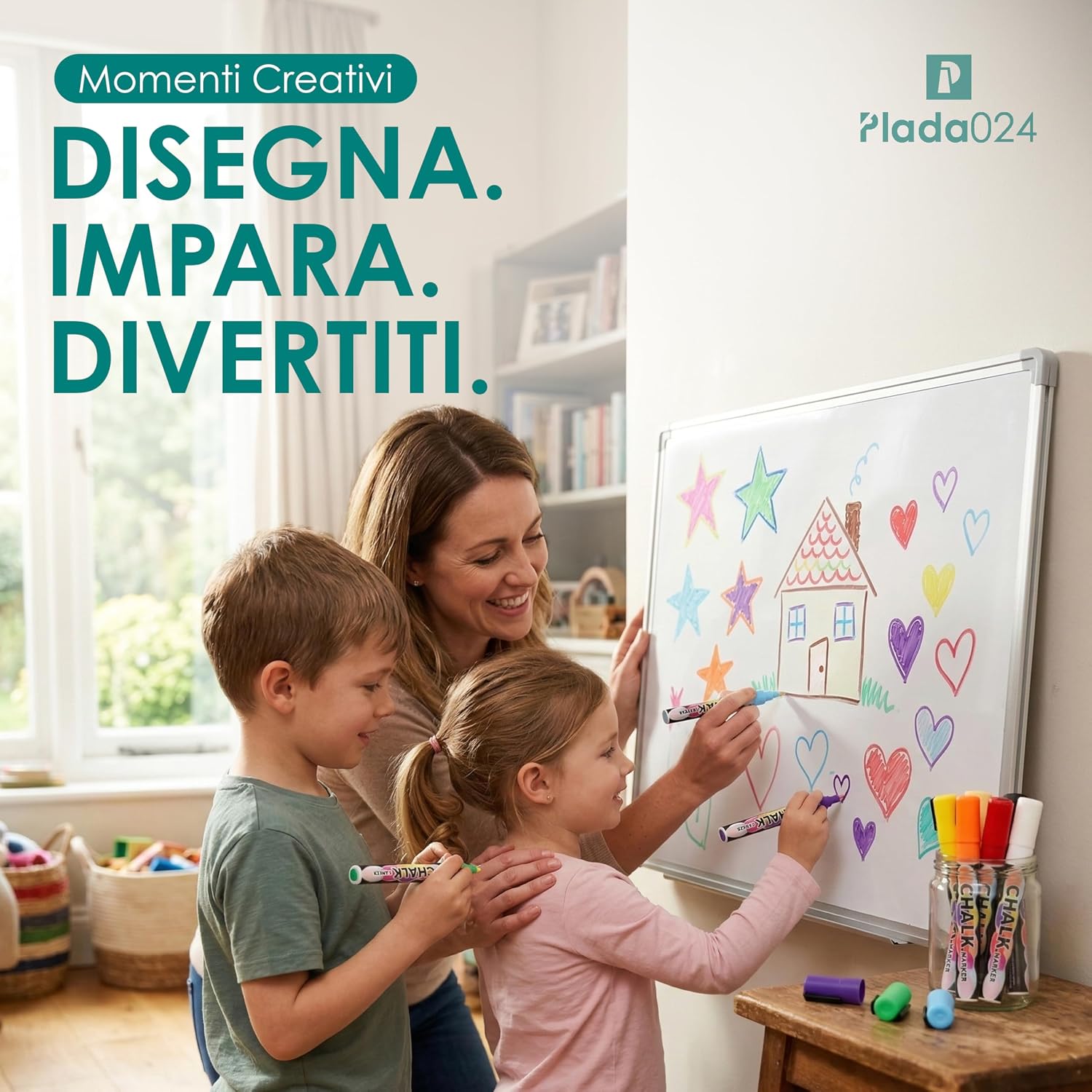 Detalle de Pennarelli Lavagna Bianca Cancellabile – Set 8 Colori con Punta Reversibile da 6 mm per Lavagne Magnetiche e Whiteboard
