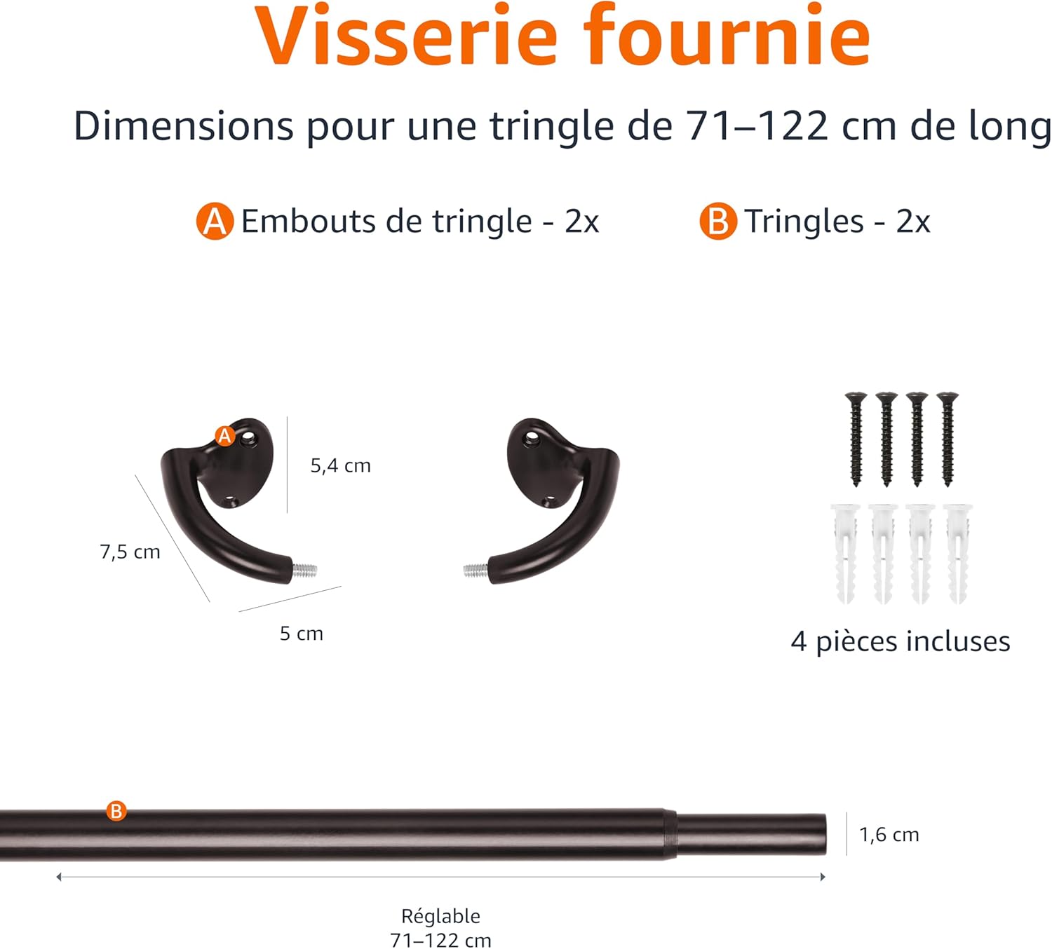 Thumbnail 3 de Tringle à rideaux extensible Amazon Basics — Bronze, 71 à 122 cm, Ø1,59 cm