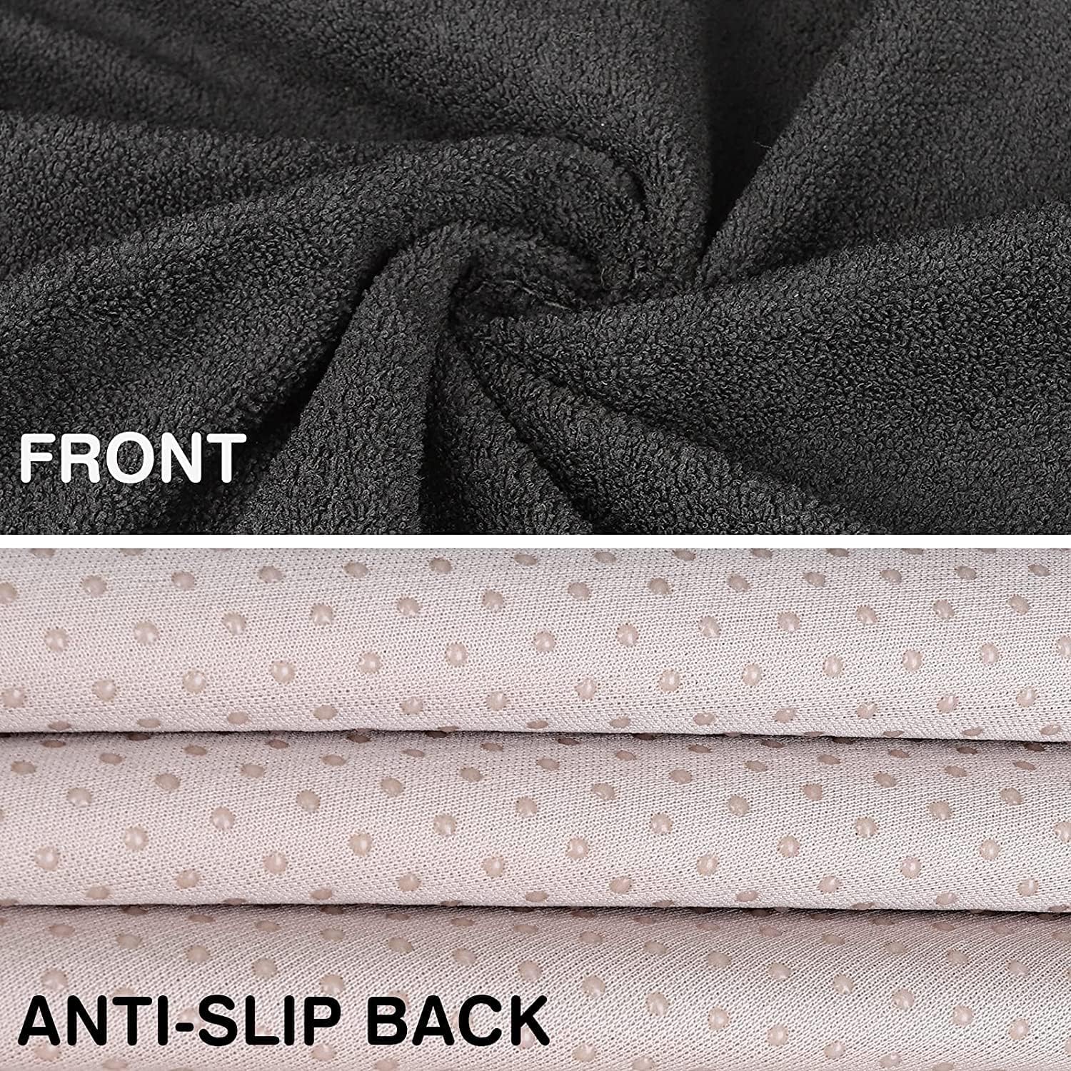 Detalle de Leader Accessories 2pcs Waterproof Towel Front Seat Covers – Black Non-Slip Interior Protector for Cars