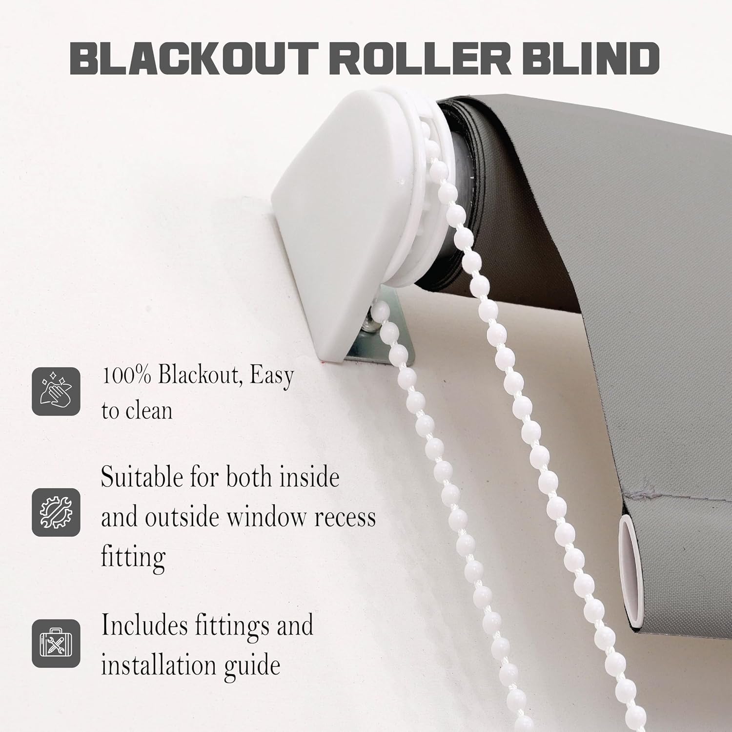 Thumbnail 6 de Funky Gadgets Thermal Blackout Roller Blind (Grey) – Easy Fit, Thermal/UV Protection, Trimmable Fit, Child Safe