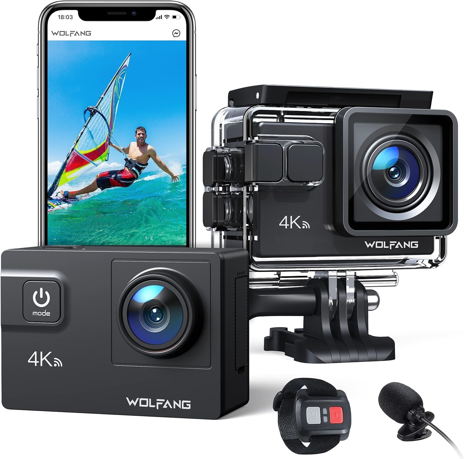 Detalle de WOLFANG GA300 Action Cam 4K 60FPS 24MP