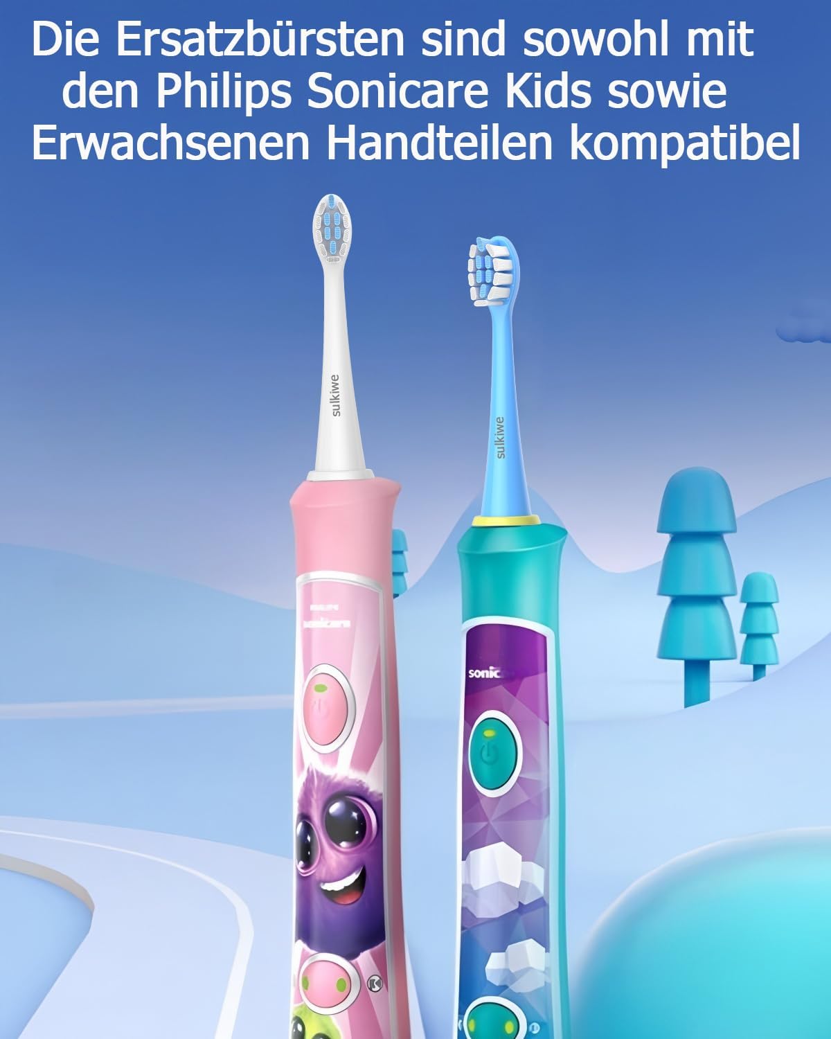 Detalle 2 de Sulkiwe Kids Ersatzbürsten 8er für Philips Sonicare