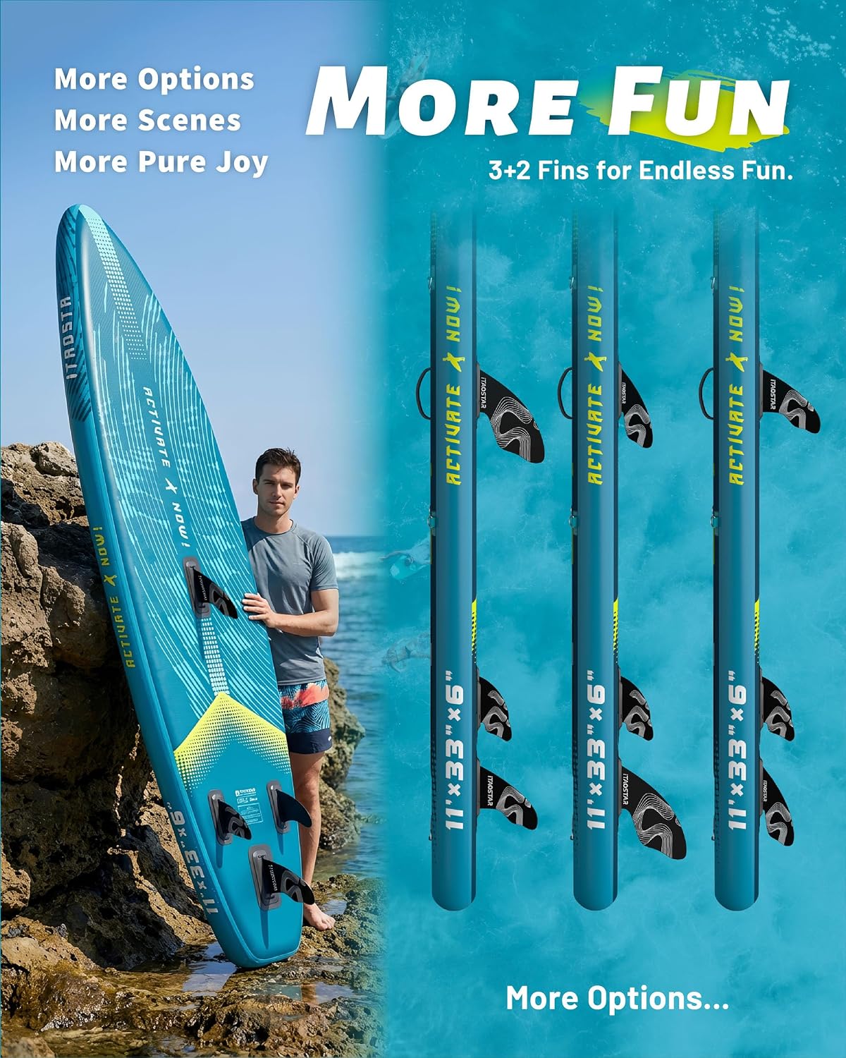 Detalle de iTAOSTAR Lead 12' × 35" / 11' × 33" Inflatable SUP Board — All‑Skill, All‑Ages, 5 Fins Included