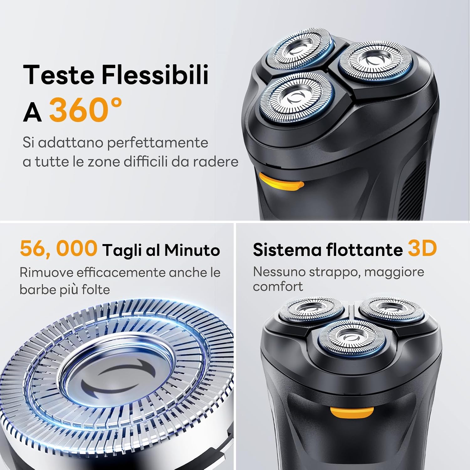 Thumbnail 2 de Rasoio Elettrico Barba 2 in 1 2025 Aggiornato: ricarica USB, testine 3D e taglio retrattile