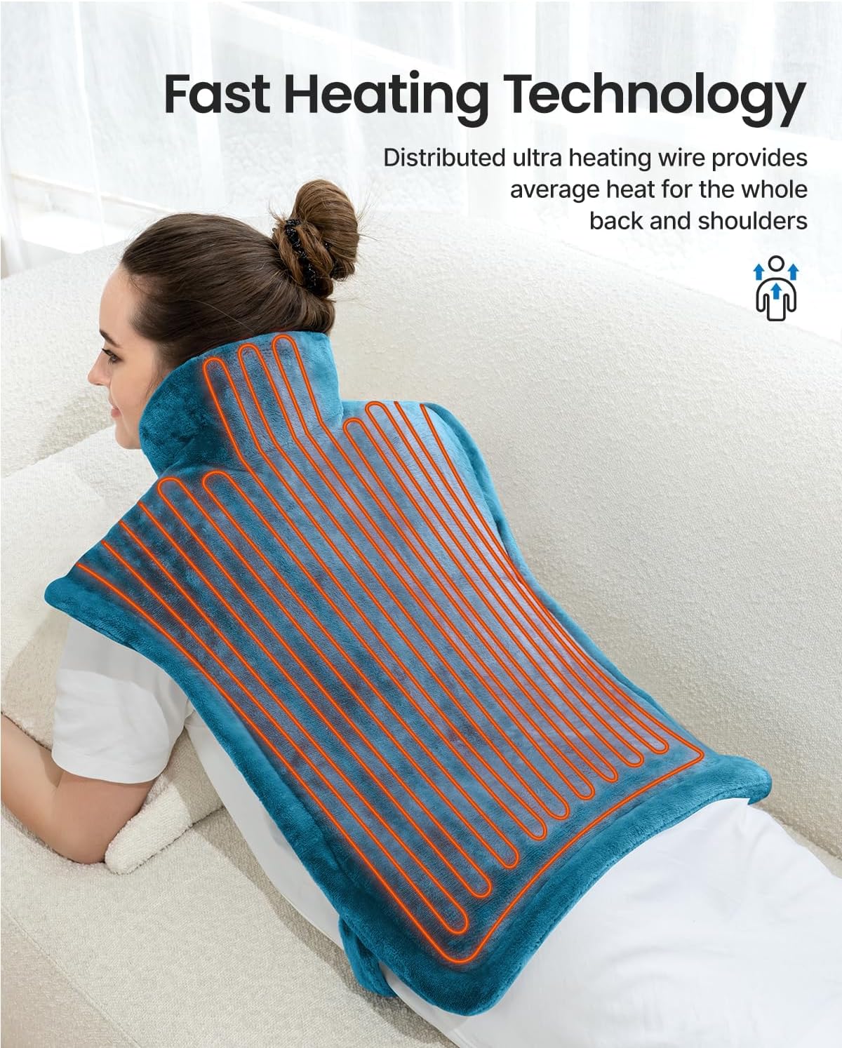 Detalle 1 de RENPHO R-HAP61 24 × 33-Inch Heating Pad, 6 Heat Settings, Blue