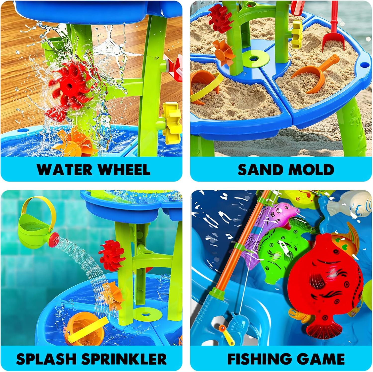 Detalle de CozyBomB Water Table for Toddlers 3-5 | Outdoor Water Play Table with Magnetic Fishing Toy - 2'10" Waterfall Edition