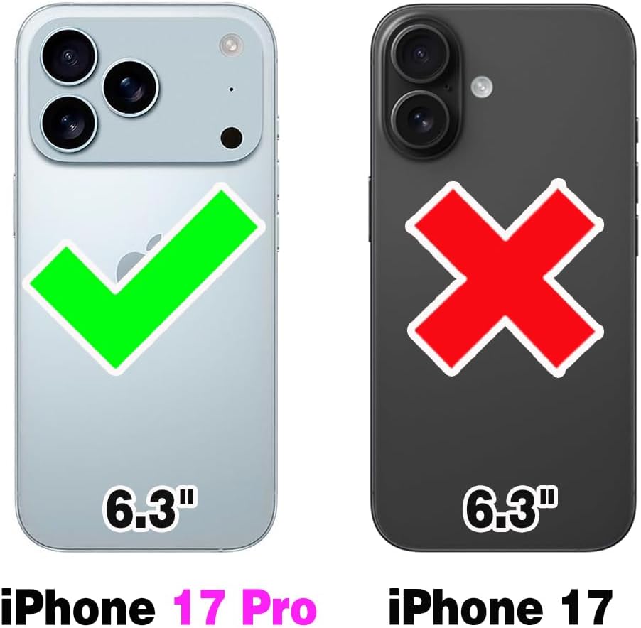 Thumbnail 1 de Asuwish Wallet Case for iPhone 17 Pro (6.3 inch) with Zipper, Detachable Straps and Tempered Glass Screen Protector