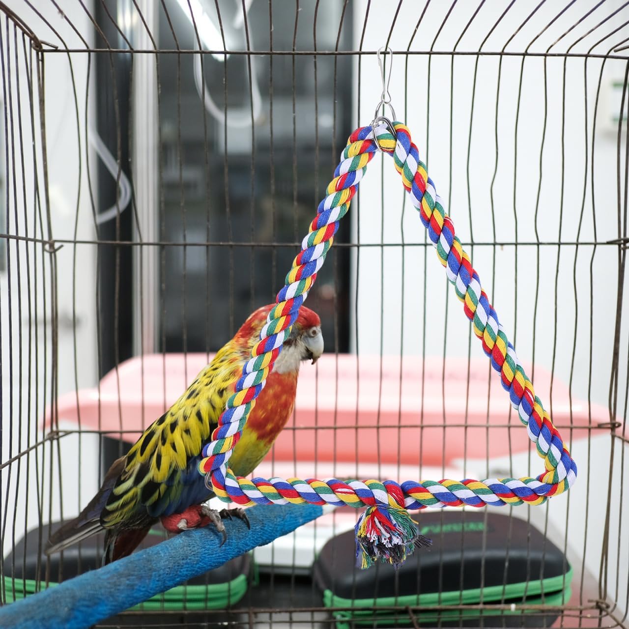 Thumbnail 6 de POPETPOP Bird Swing: Triangle Cotton Rope Toy for Small Parrots