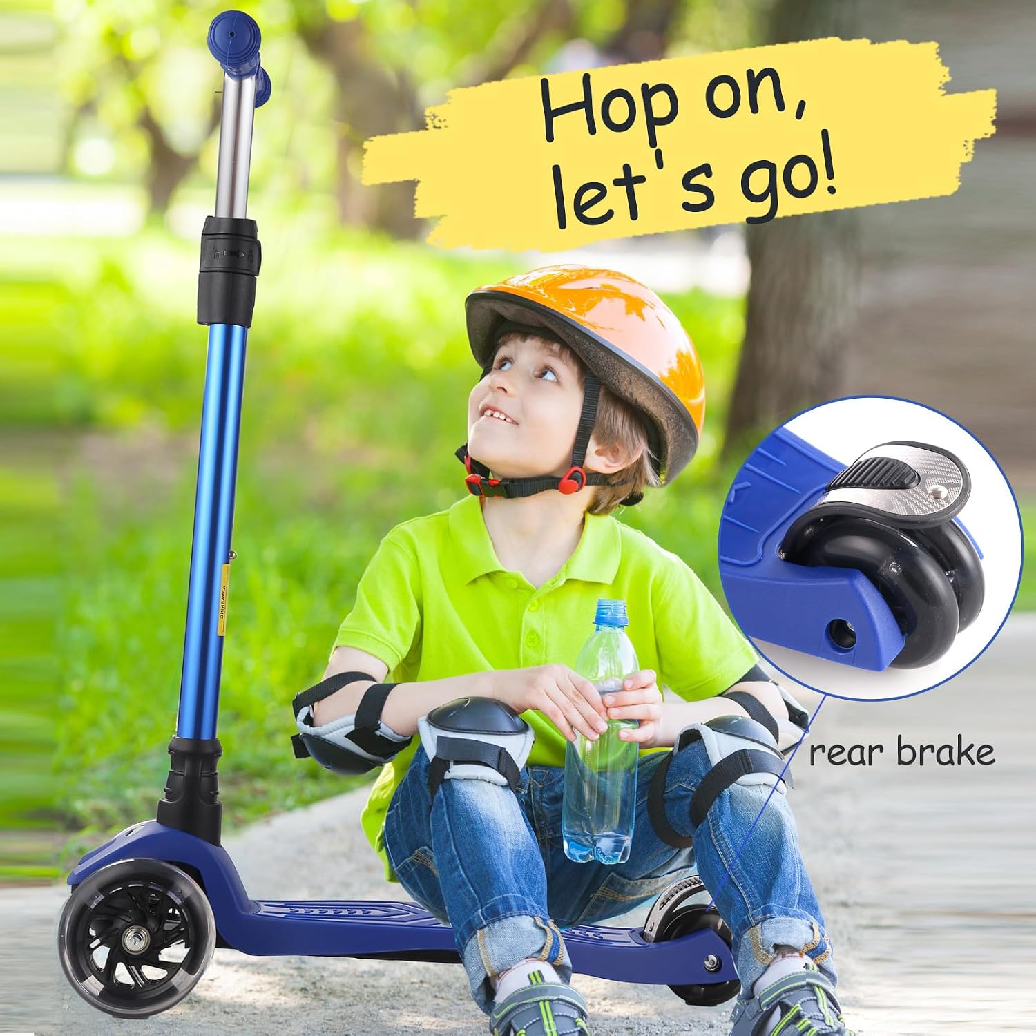 Detalle de 3 Wheel Scooter for Kids: Stable, Light-Up Wheels & 4-Height Adjustability