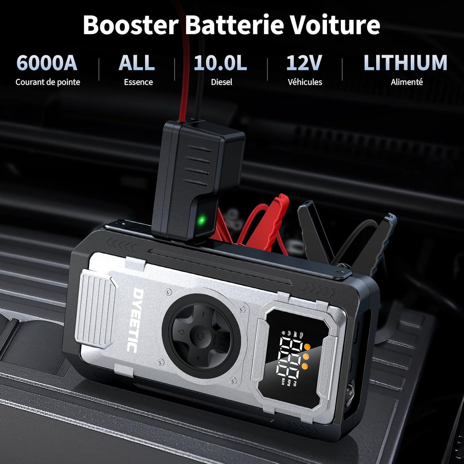 Thumbnail 1 de Dyeetic Booster Batterie Voiture 12 V avec compresseur à air 6000 A, écran LCD