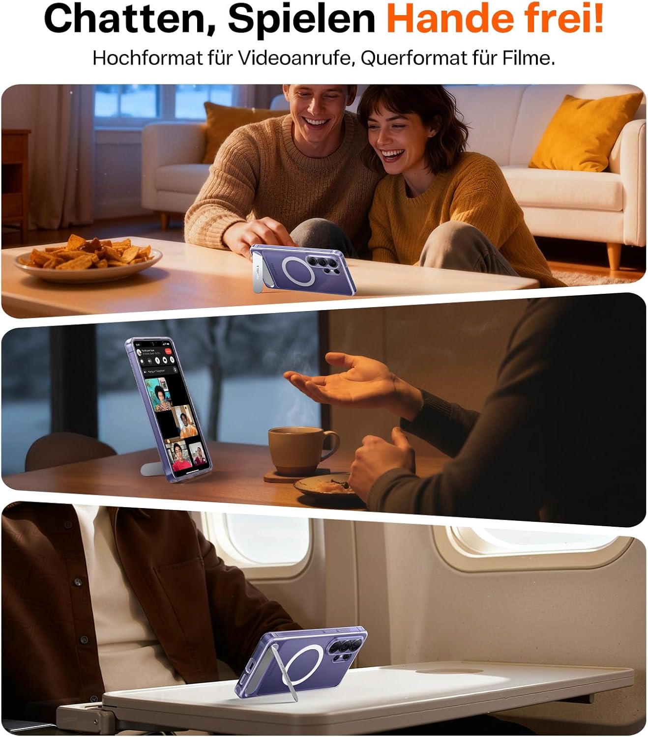 Thumbnail 3 de TORRAS 2026 Neu Ostand L1 Hülle für Samsung Galaxy S26 Ultra – MagSafe, Ständer, Militärschutz, Transparent