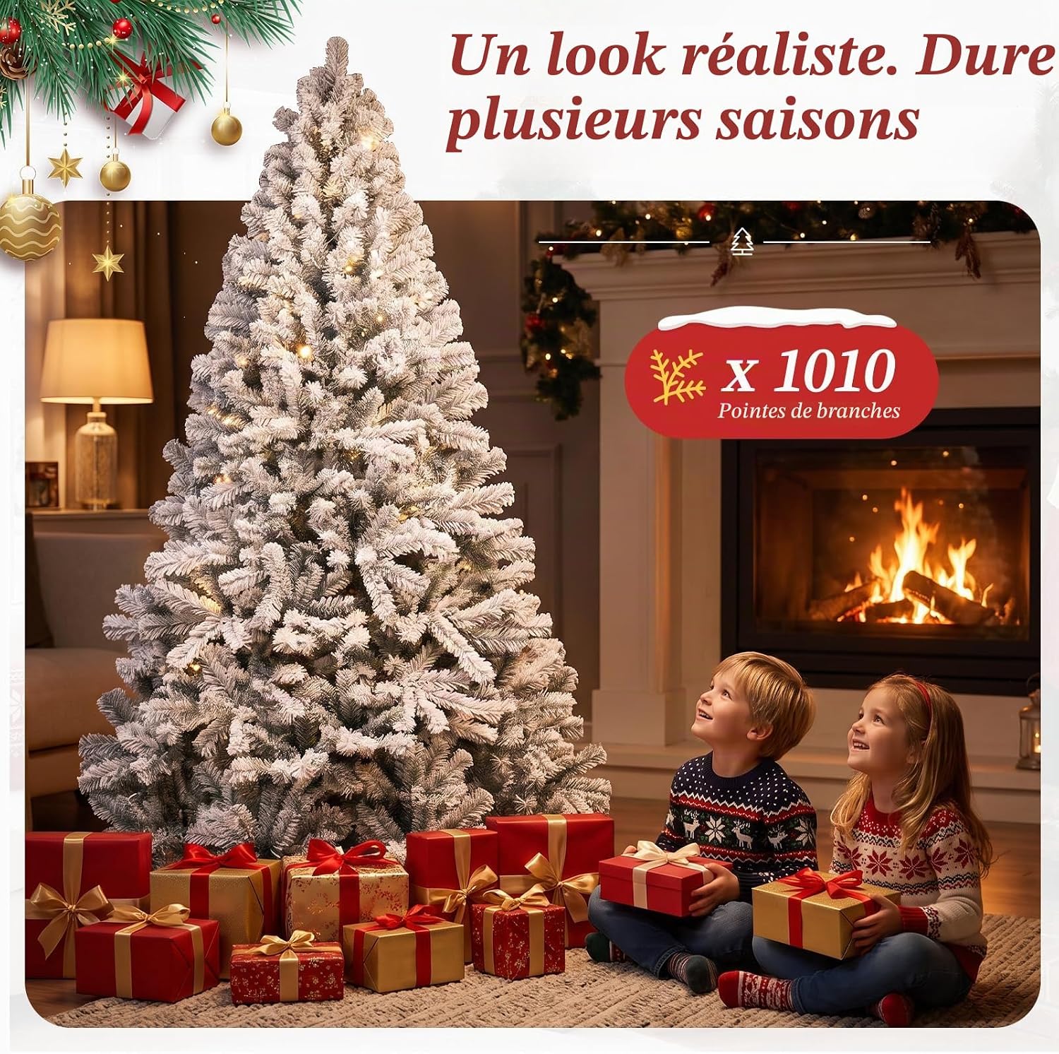 Detalle 1 de GTPLAYER CT06 kunstkerstboom 195 cm met metalen voet en decoratieve strikken