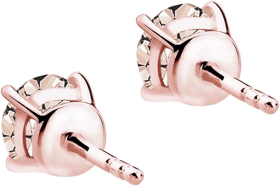Detalle de Elli Ohrringe Damen Ohrstecker Basic mit Kristallen aus 925 Sterling Silber, rosévergoldet