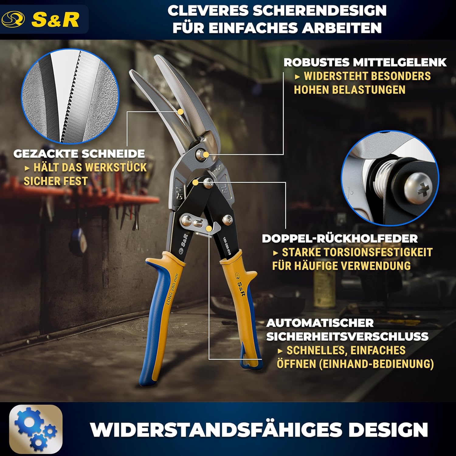 Thumbnail 3 de S&R Blechschere Rechtsschnitt 280 mm – Durchlaufblechschere mit CrMo-Stahlklingen, induktionsgehärtet 60–62 HRC