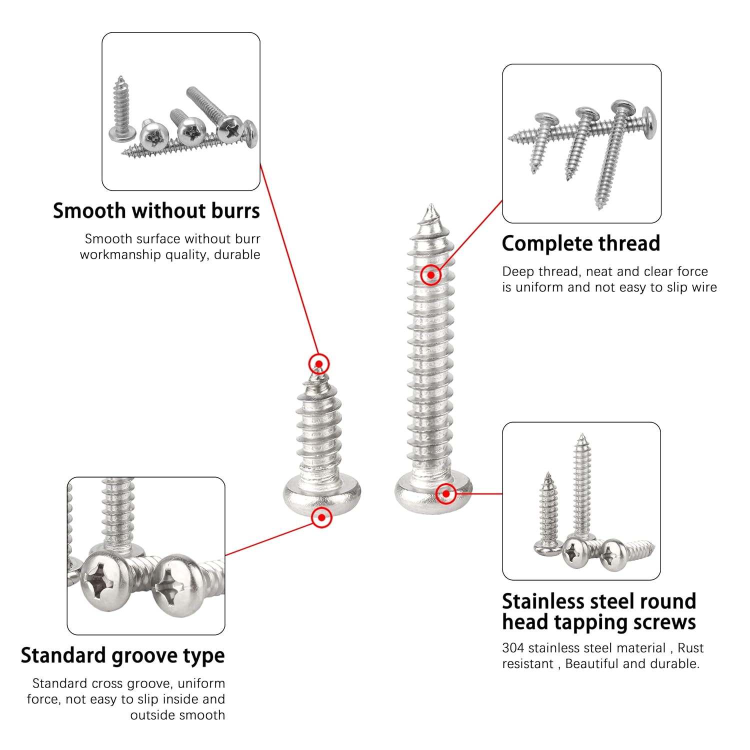 Thumbnail 6 de INDPROD #8x3/4 Wood Screws, 304 Stainless Steel, Phillips Pan Head, 120-Pack