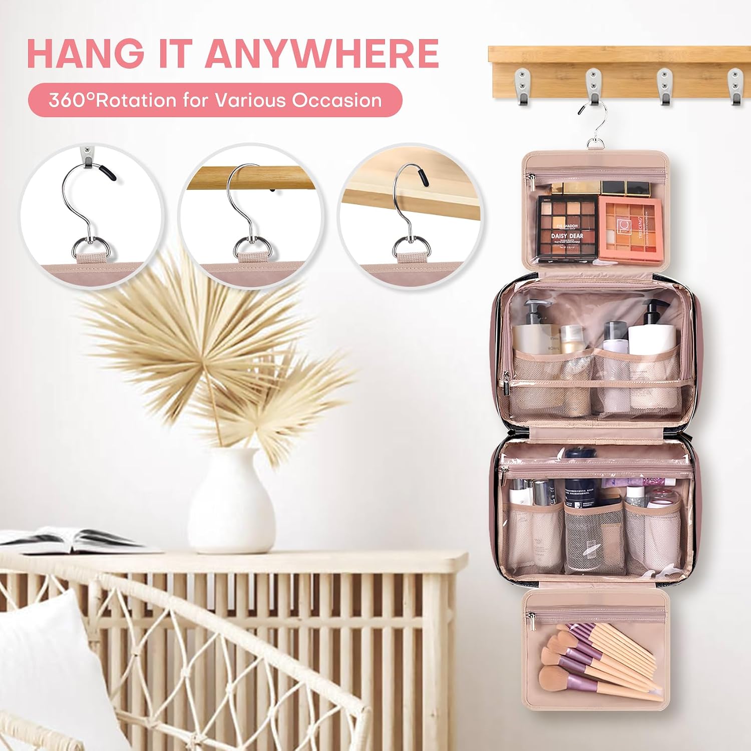 Detalle de HXLGMD Hanging Toiletry Bag, 4 Compartments