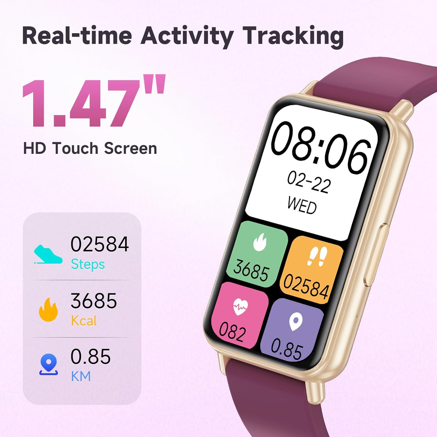 Detalle 2 de BingoFit Fitness Tracker 1.47" HD touchscreen