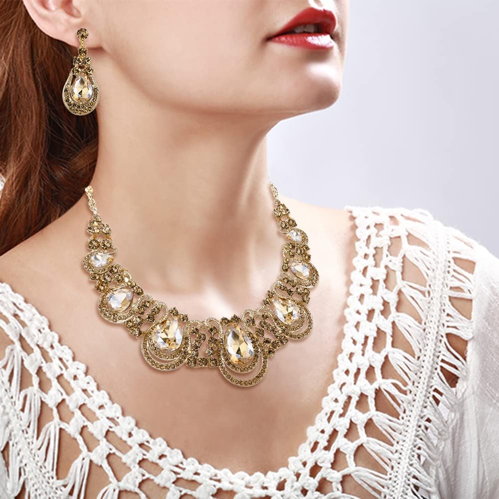 Thumbnail 1 de Set gioielli donna Clearine: collana statement con cristallo a goccia e orecchini pendenti