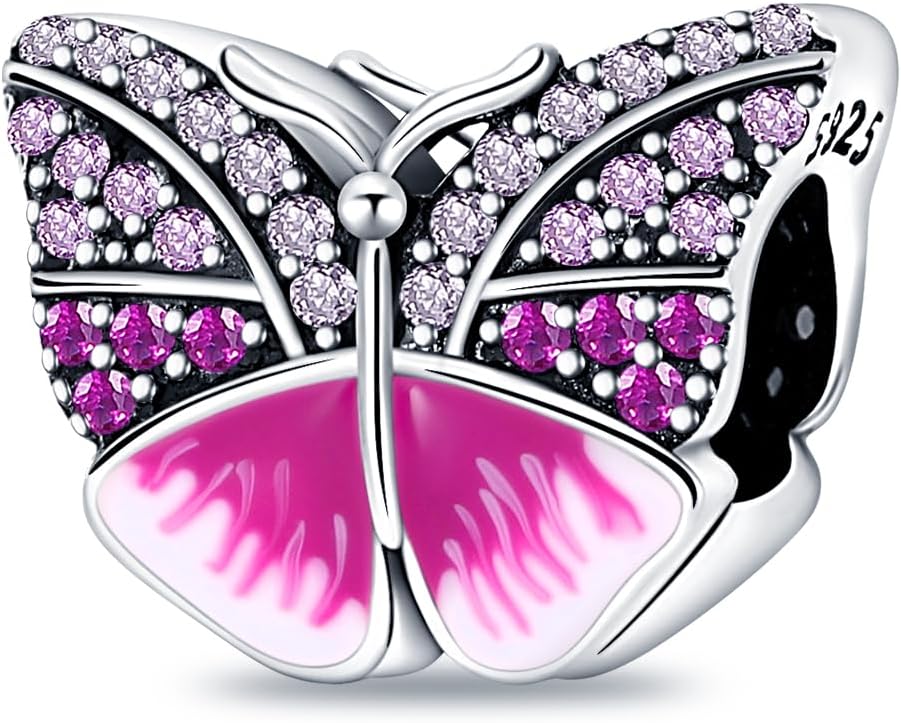 Detalle de Symretie 925er Sterling Silber Charms Anhänger Meerestier Blau – Kompatibel mit Pandora & Co. (Schmetterling)
